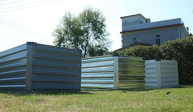 MGNO 2pcs 12x4x1FT Galvanized Raised Garden Bed-Outdoor Planter Box for Vegetables-Metal Garden Bed,RRectangle Planting Box for Herb,Flower