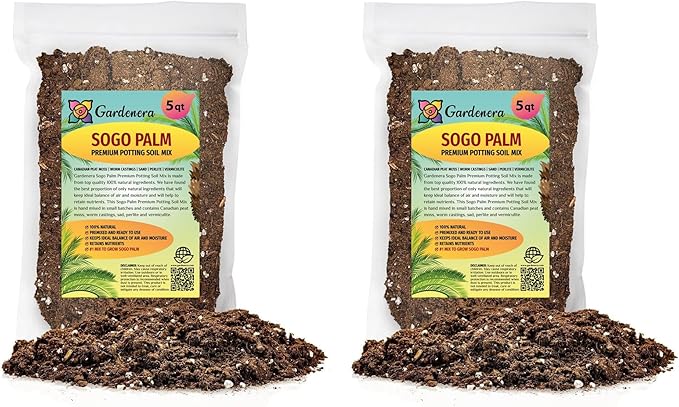SOGO Palm Plant Potting Soil - All-Natural Blend for Thriving SOGO Palm Plants - Boosts Root Health and Distinctive Form - 10 Quart