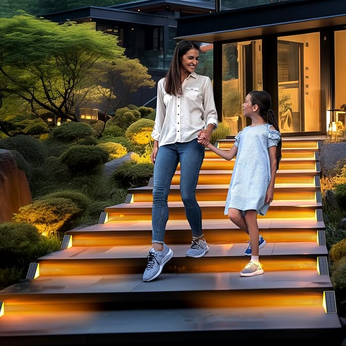 Solar Step Lights for Outside Waterproof IP67, Outdoor Stair Lights 2 Pack, Solar Stair Light Outdoor LED Outdoor Step Lights Decor for Deck, Front Step, Patio, Garden