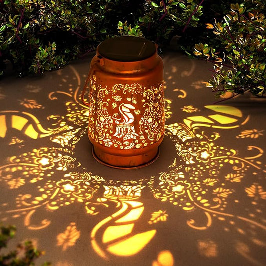 Solar Lanterns Outdoor Garden Decor, Gifts for Women, Mom, Grandma, Birthday, Thanksgiving, Decorative Waterproof Hanging Metal LED Light for Yard, Patio, Lawn, Landscape, Backyard (Squirrel)