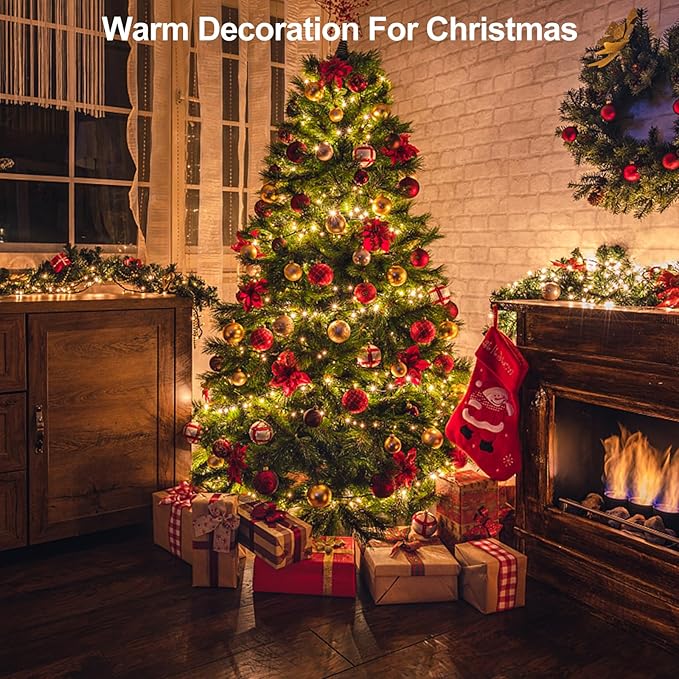 300 LED Fairy Lights Plug in - 100ft Waterproof Twinkle Lights for Bedroom, Outdoor & Indoor, 8 Modes Timer String Lights with Adapter - Warm White LED Fairy Lights for Garden, Christmas Decor