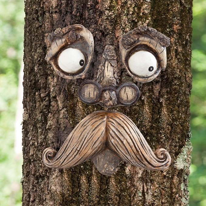 Bits and Pieces - 'Old Man' Tree Hugger - Yard Decorations - Whimsical Tree Sculpture - Garden Decoration - Garden Peeker Yard Art