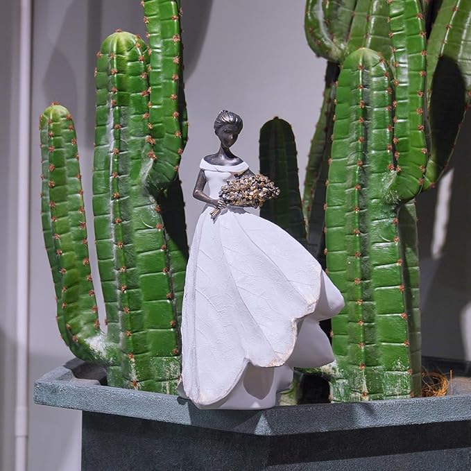 Guichifun Fairy Statue Collection Home Decoration - White Leaf Angel Girls Resin Home Decor for Outside or Inside Rustic Garden Outdoor Yard Decorations Figurines Gift 7.5 x 4.5 x 11.5 Inch