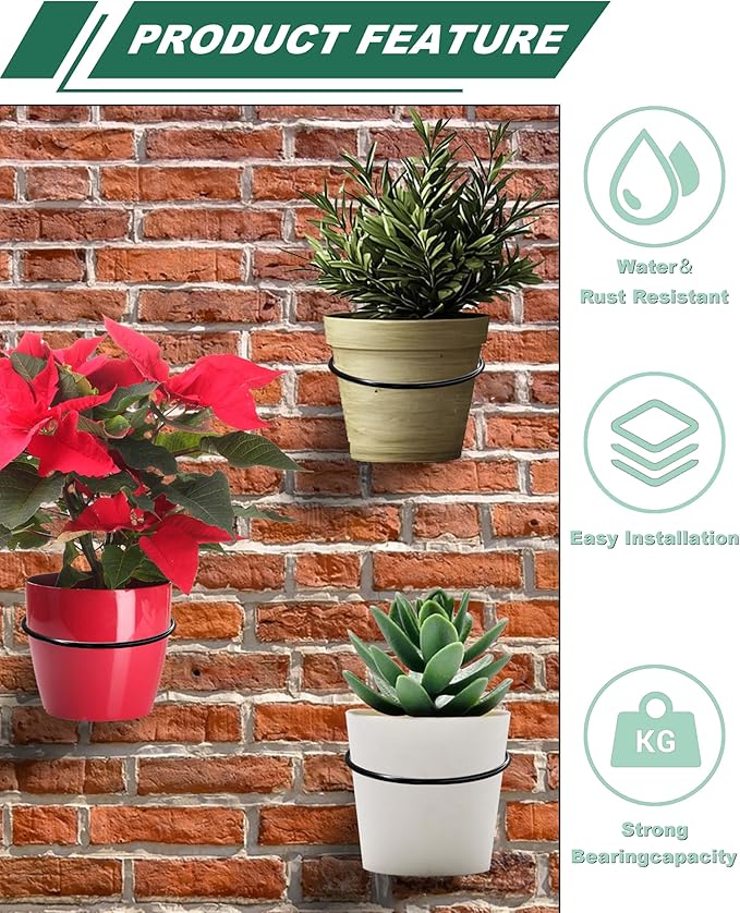 vensovo 6 Inch Metal Wall Mounted Plant Holder - 6 Pack Flower Pot Hanger Rings, Wall Planter Ring Holders Bracket Hooks Heavy Duty for Indoor and Outdoor Decor
