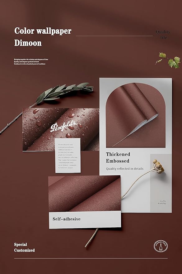 Dimoon 78.7''x17.7'' Red Peel and Stick Wallpaper Contact Paper Modern Self Adhesive Wall Paper Removable Renter Friendly Textured Solid Color Shelf Cabinet Vinyl Roll (78.7''x17.7'',Bordeaux Red)