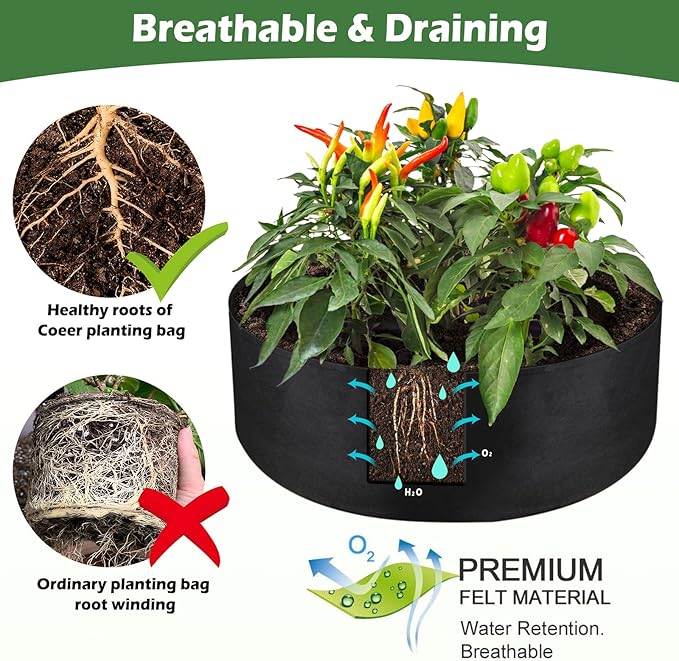 LBTING 4Pcs 30 Gallon Plant Grow Bags, Fabric Raised Planting Bed Heavy Duty Non-Woven Fabric Planter Pots for Garden Vegetables Flowers