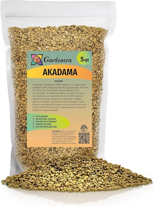 Pure Hard Akadama for Bonsai/Succulent Soil - (3mm-6mm) Small Grain for Cactus, Bonsai Plants Soil Amendment, Prevent Over Water, Provides Optimal Water Retention, Fast Drainage (5 Quart)