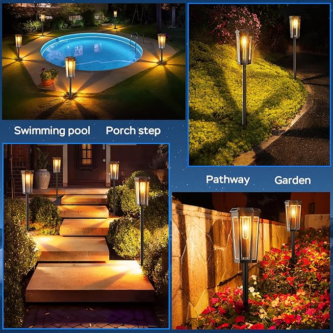 Solar Lights Outdoor 8 Pack Solar Garden Light for Patio IP65 Waterproof Bright Pathway Lights Outdoor Solars Powered Landscape Lighting for Yard Patio Walkway Driveway Pathway (Warm Light)