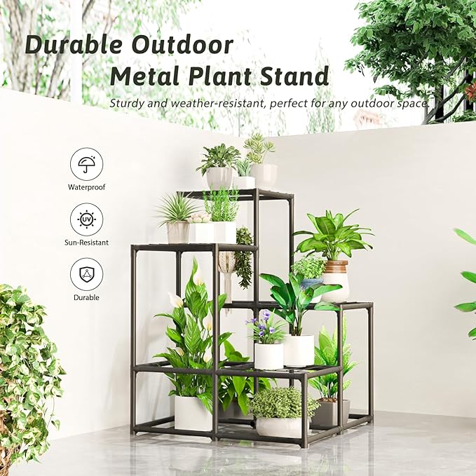 Corner Plant Stand Indoor Clearance Small Plant Holder Outdoor Metal Hanging Plant Table Rack Tiered Plant Shelf for Multiple Plants for Living Room Garden Balcony Patio Ladder Design
