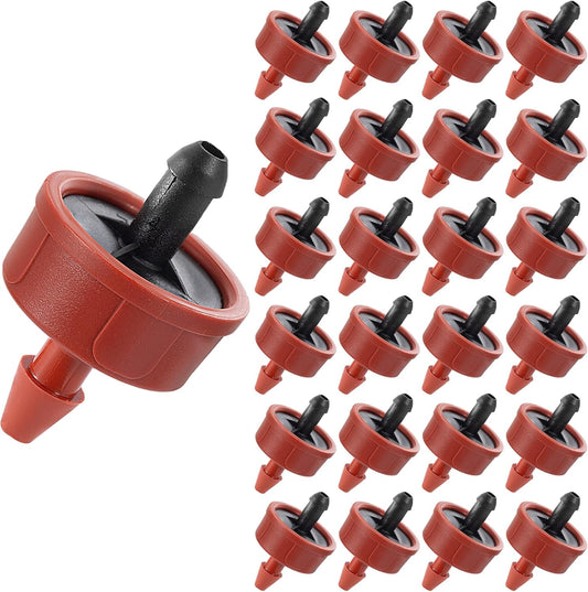 30Pcs 1 GPH Pressure Compensating Irrigation Spot Drippers,Constant Flow Barb Outlet Watering Dripper Emitters Heads Parts for 1/4 Inch Watering Tubing Line for Garden Pots Plant Irrigation Systems