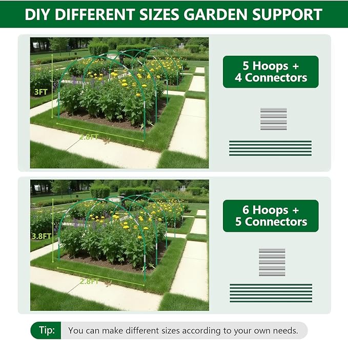 Garden Netting Kit for Raised Beds, 10x30FT Ultra Fine Mesh Netting＆ 6 Sets of 8FT Fiberglass Garden Hoops, Bird Barrier Protection Net Vegetable Plant Cover Fruit Flowers Row Cover