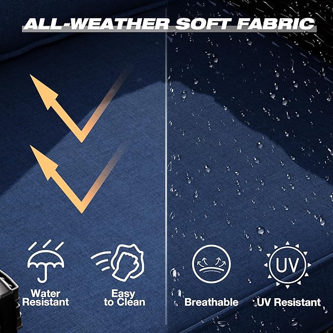 Joyside Wicker Patio Furniture Sets, 4 Pieces Upgraded Large Size Outdoor Furniture with Patio Dining Chairs and Outdoor Ottoman, Thick Cushions, Wide Armrest