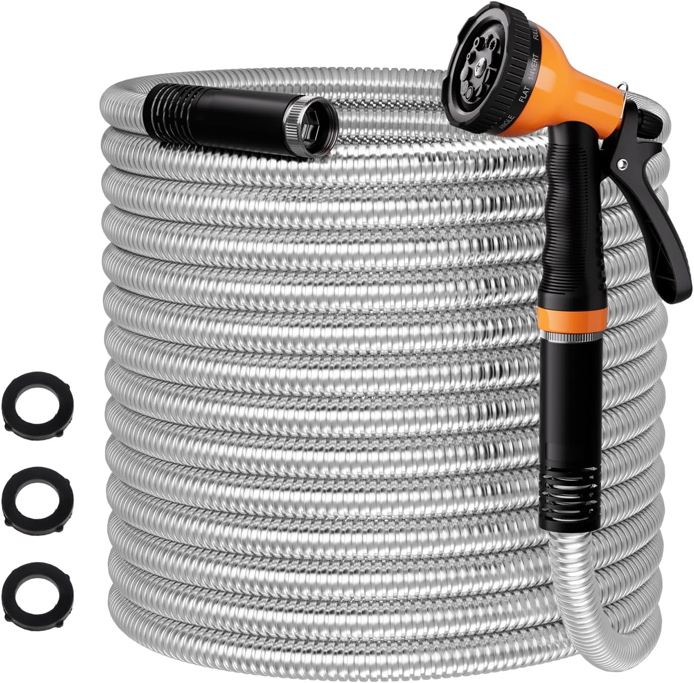 Garden Hose 50 FT, Flexible Metal Hose with 10 Function Nozzle, Kink Free, Lightweight, Durable, Crush Resistant Fitting, Easy to Coil, Puncture Proof Hose for Yard, Rv, 600 PSI 2025 New