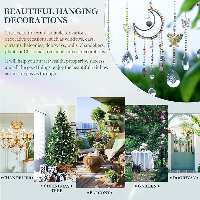 310 Pcs DIY Crystal Sun Catchers Indoor Window, Hanging Prism Suncatcher for Window, Colorful DIY Suncatcher Kit, Glass Crystal Alloy Accessories Sun Catcher Crafts for Adult, DIY for Mom…