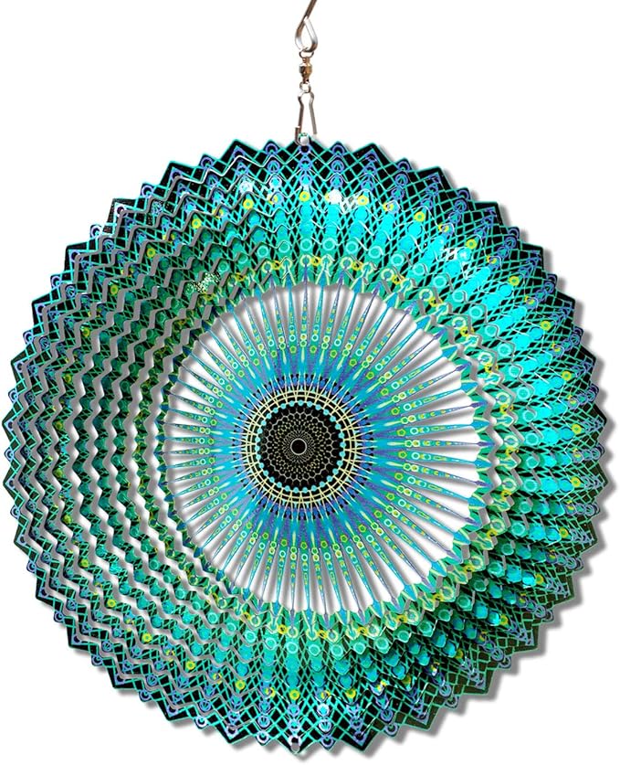 FONMY Wind Spinner Mandala Starry Sky 12 inch 3D Stainless Steel Laser Cut Metal Art Geometric Pattern - Hanging Wind Spinner, Kinetic Yard Art Decorations - Indoor/Outdoor Décor