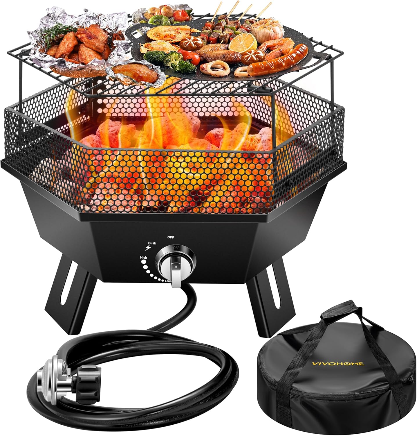 VIVOHOME Portable 58,000 BTU Propane Fire Pit, 24-Inch Smokeless Outdoor Design with Carry Bag, Tank Holder, Ideal for Patio, Backyard, Camping, Tailgating, Deck, RV