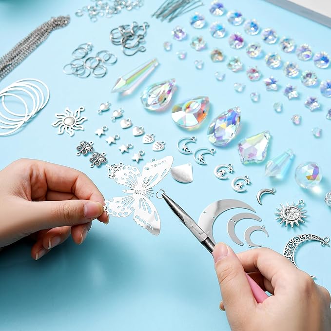 IcosaMro 420PCS Sun Catcher Arts and Crafts for Adults Crystal Suncatcher Crafts Kit for Adults Suncatchers DIY Making Supplies for Indoor Window Hanging, Outdoor Garden Decor Wedding Christmas