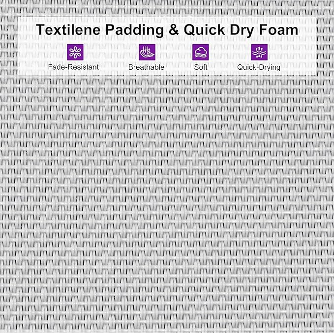 PURPLE LEAF Outdoor Chaise Lounge Adjustable Sunbathing Recliner with Armrest Cream 2 Sets