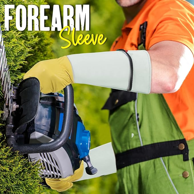 HANDLANDY Rose Gloves for Men & Women, Long Leather Gardening Gloves Thorn Proof, Best Garden Gifts & Tools for Gardener (Yellow-beige, Large (Pack of 1))