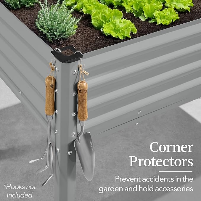 Best Choice Products 48x24x30in Galvanized Raised Garden Bed, Metal Elevated Planter Box, Vegetable Garden for Backyard, Patio, Balcony - Moonlight Gray