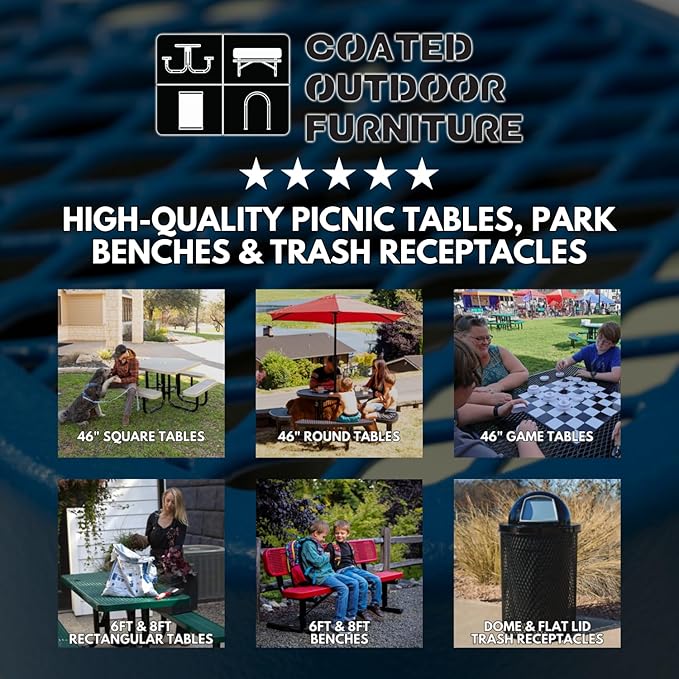 Heavy-Duty Portable Outdoor Kids Table with Umbrella Hole, Punched Steel Kids Picnic Table, Commercial-Grade, Made in America (46 in, Round, Childrens, Textured Copper)