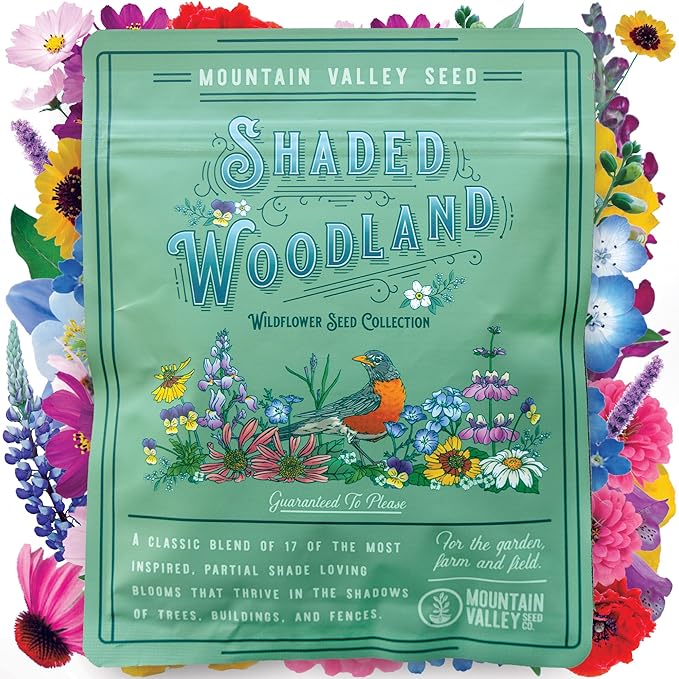 Wildflower Seed Bulk, 3 Oz. (80,000+ Seeds) – 19 Non-GMO Flower Seeds for Shade, Annual & Perennial Wild Flowers Mix for Partial Shade – Shade Tolerant by Mountain Valley Seed