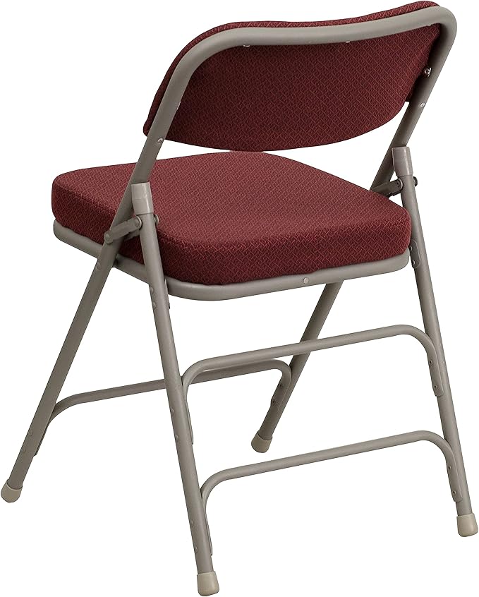Flash Furniture Hercules Series Metal Folding Chairs with Cushioned Seat, Fabric Upholstered Event Chairs with 300-lb. Static Weight Capacity, Set of 2, Burgundy