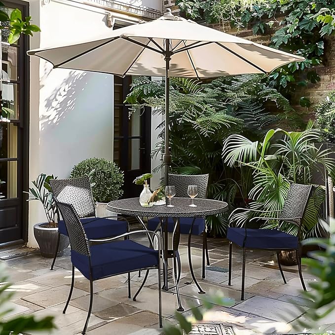 Favoyard Patio Chair Cushions 20 x 20 x 3 Inch Waterproof Outdoor Seat Cushions for Patio Furniture 3-Year Color Fastness Garden Sofa Couch Pads with Handle & Adjustable Straps Set of 2, Blue