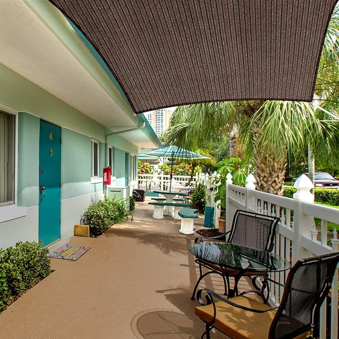 Eden's Decor Straight Flat-Edged Sun Shade Sail Rectangular 9' x 18' Brown UV-Blocking Outdoor Canopy Fabric Cloth Awning for Pergola Patio Garden Backyard Custom Size