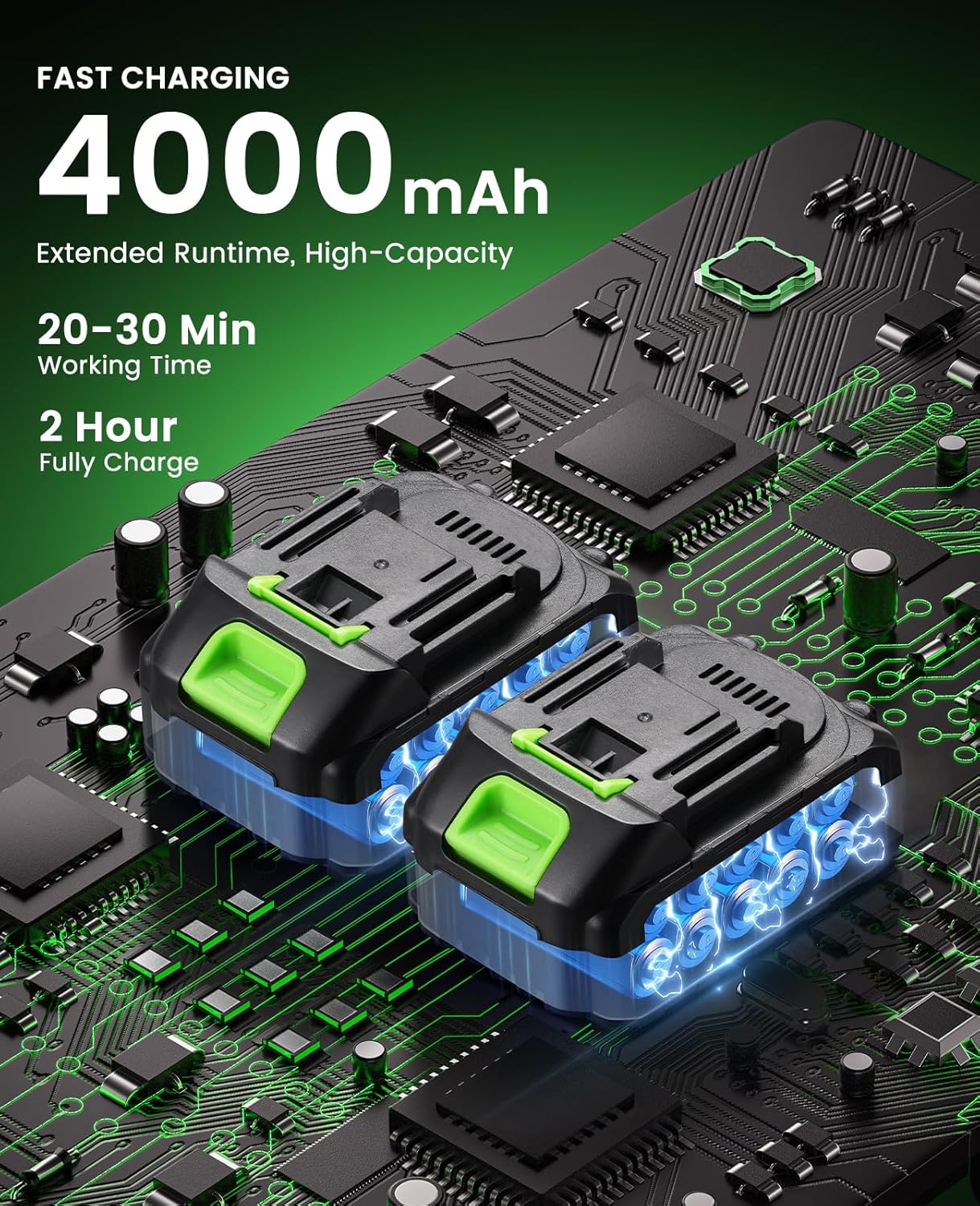 Electric Weed Wacker Cordless with Wheel, Brushless Grass Trimmer with 2 21V 4.0Ah Battery and Fast Charger, 3 Types of Blades String Trimmer, Weed Eater Battery Powered, Grass Cutter Machine