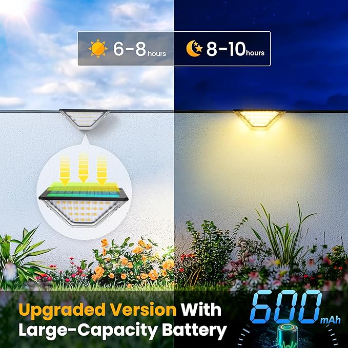 SOLPEX Solar Step Lights Outdoor,Solar Deck Lights for Outside,Two-Sided Stair Lights with 33 LEDs,Waterproof IP65 for Garden,Fence,Deck,Steps,Stair,Porch（2 Pack,Warm White）