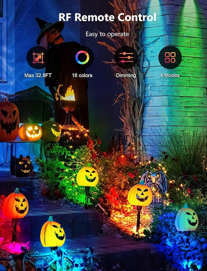 Christmas Spotlight Outdoor 12W RGBW LED Color Changing Landscape Lights with Remote Control 120V Waterproof Plug in Spot Lights outdoor Landscape Light for Tree Yard Garden Christmas, 4 Packs