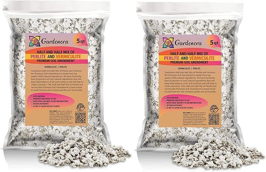 Perlite and Vermiculite Mix for Cactus, Succulent, and Bonsai Trees - 10 Quart - Promote Healthy Growth and Drainage (2 Bags of 5 Quart)