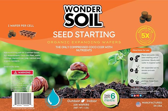 WONDER SOIL | 100 Organic Seed Starter Pellets | Ready to Plant Seed Starting Soil Loaded with Pre-Mixed Nutrients | Fast Germination | Indoor or Outdoor | 100 Count