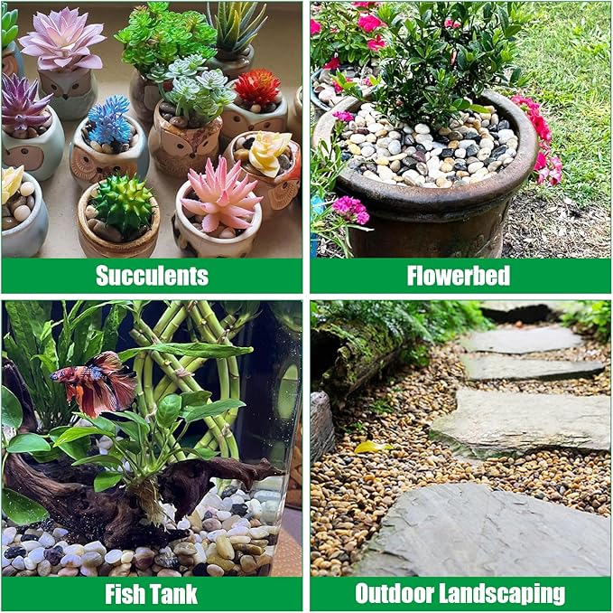 River Rocks 10 Lbs,0.4-1.2 Inch Pebbles for Indoor Plants, High Polished Stones for Garden Landscaping, Smooth Gravel Filler for Outdoor Plants, Succulents, Fish Tank and Vases