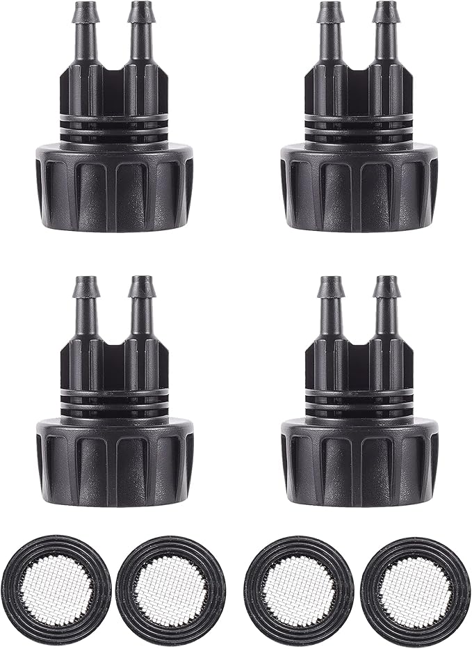Inner 3/4 inch to Double 1/4 Pipe Joint with Four Black Strainer 6-Point Washers，Garden Irrigation System Used in Gardens,Lawns