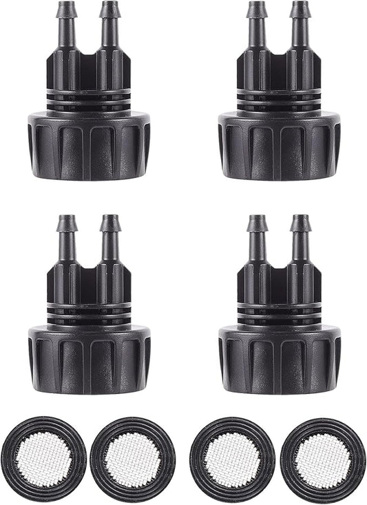 Inner 3/4 inch to Double 1/4 Pipe Joint with Four Black Strainer 6-Point Washers，Garden Irrigation System Used in Gardens,Lawns