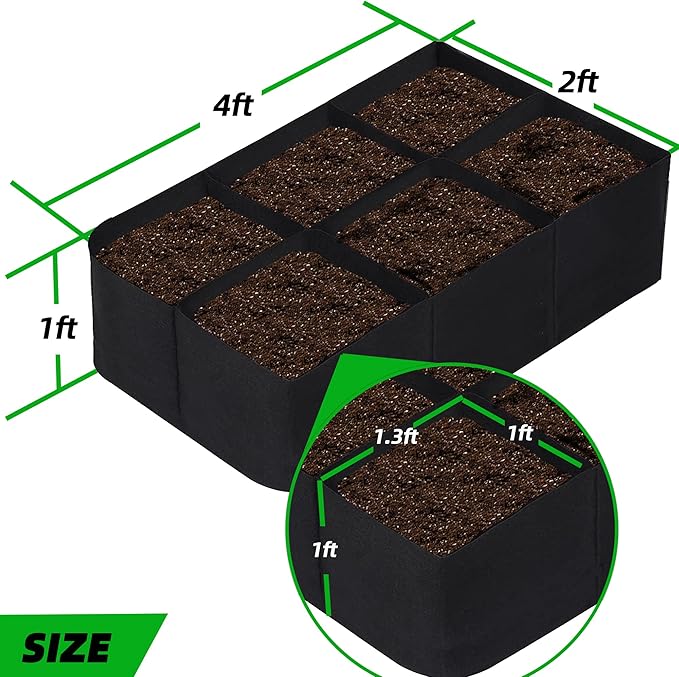 CJGQ Fabric Raised Garden Bed 4x2x1ft Garden Grow Bed Bags for Growing Herbs, Flowers and Vegetables 55 Gallon