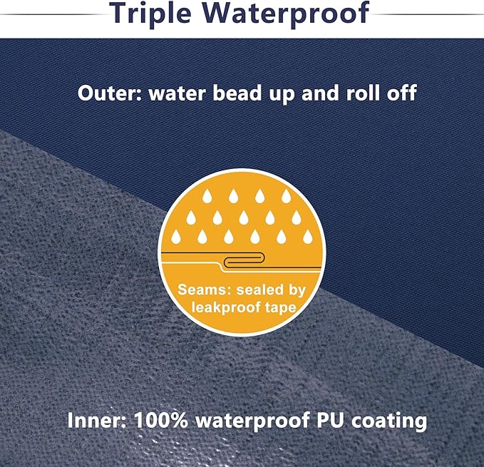 Favoyard Patio Chair Cushions 24 x 24 x 4 Inch Waterproof Outdoor Seat Cushions for Patio Furniture 3-Year Color Fastness Garden Sofa Couch Pads with Handle & Adjustable Straps Set of 2, Blue