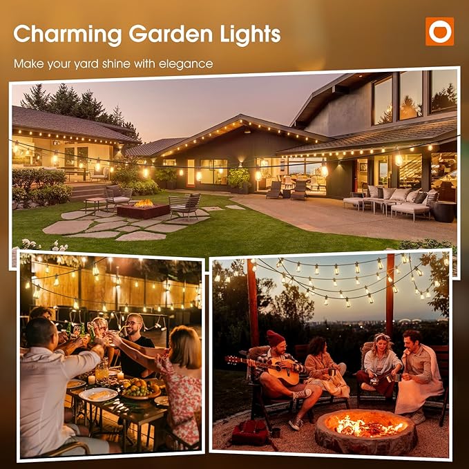 addlon 200FT(4-Pack*50FT) LED Outdoor String Lights with Edison Shatterproof Bulbs, Heavy-Duty and Weatherproof Strand, Commercial Grade Patio Lights, Decorative for Garden or Patio, Black