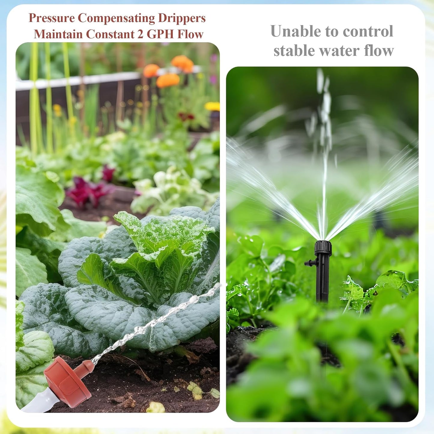 200Pcs 2GPH Pressure Compensating Irrigation Spot Drippers,Constant Flow Barb Outlet Watering Dripper Emitters Heads Parts for 1/4 Inch Watering Tubing Line for Garden Pots Plant Irrigation Systems
