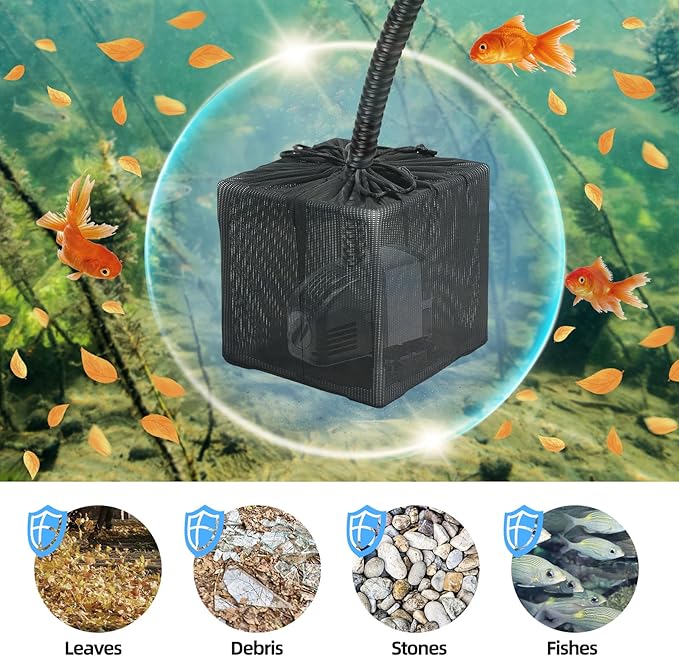 Fineday Pond Filter, Anti-Clogging Cube Outdoor Mesh Water Pump Barrier Bag Box Basket (7" x 2 Pack)