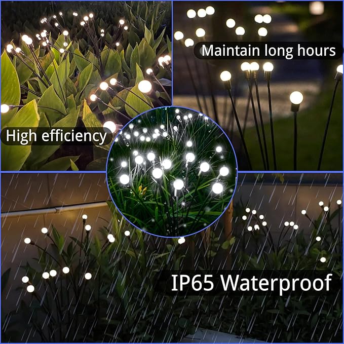 OZS 4Pack 32LED Solar Garden Lights - Solar Lights Outdoor, Solar Firefly Lights, Solar Swaying Light, Sway by Wind, Solar Fairy Lights Waterproof for Garden Patio Pathway Decoration(Cool White)