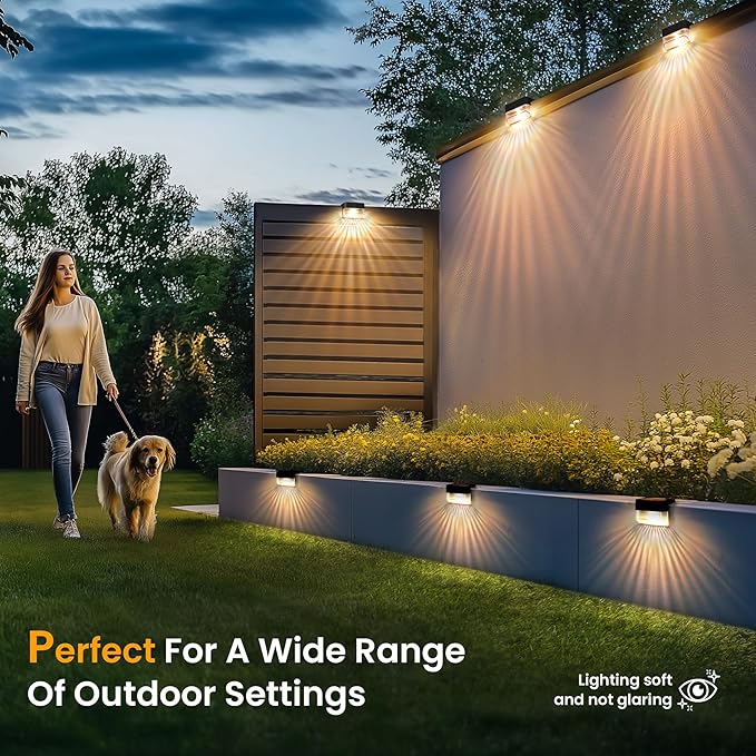 SOLPEX Solar Fence Lights Outdoor,Solar Deck Lights Waterproof Led Solar Lights for Outdoor Stairs,Step,Patio,Yard,Garden,Balcony and Porch,8 Pack Shell-Like Light Spots(Black Shell,Warm White&RGB)