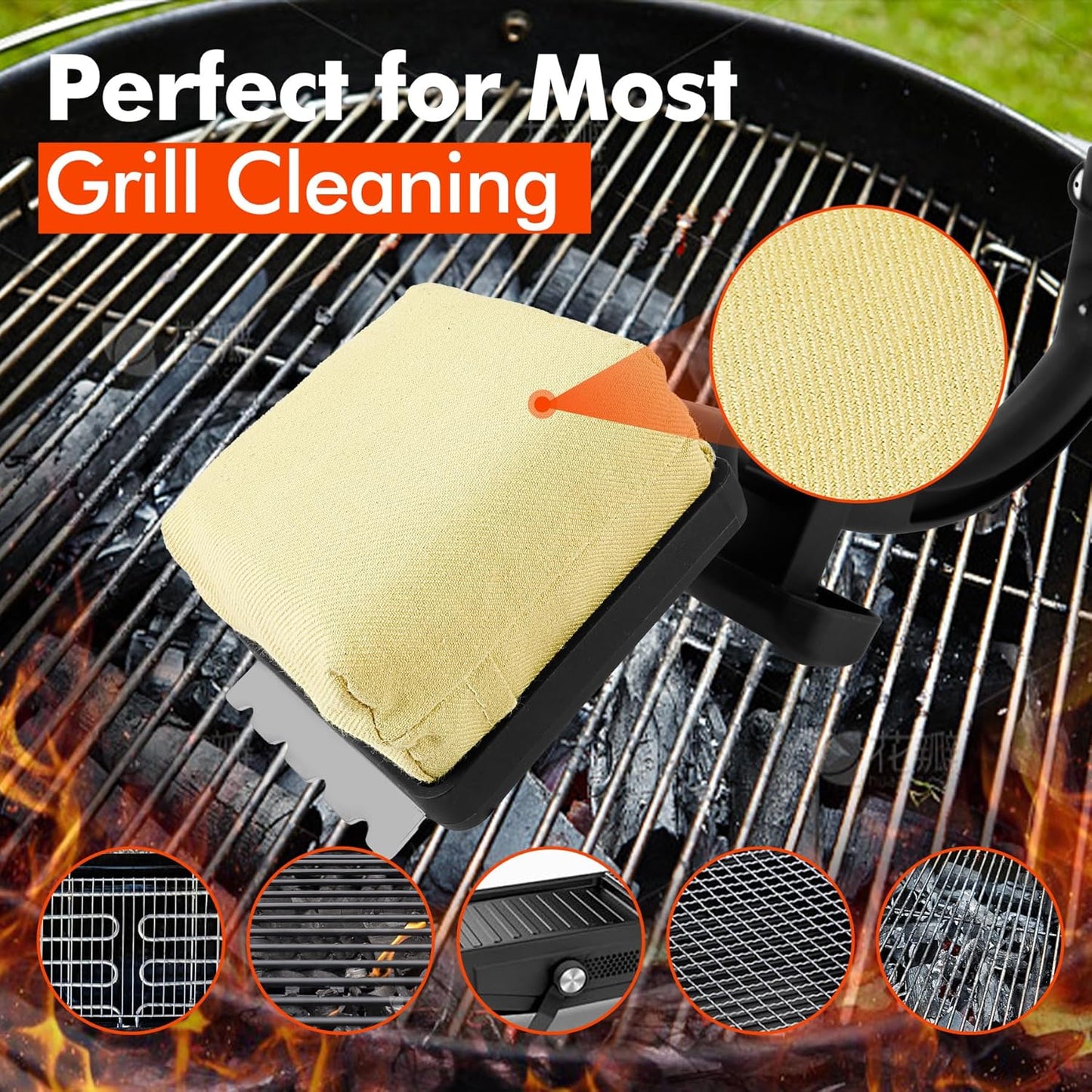 DR DAPPER Grill Brush Scraper Replace Head BBQ Cleaning Brush Bristle Free Upgraded Steam Scrubber Grill Cleaner Accessories Cloth Brush Tool for Cast Iron Stainless-Steel Grates Grill Cleaner Brushes