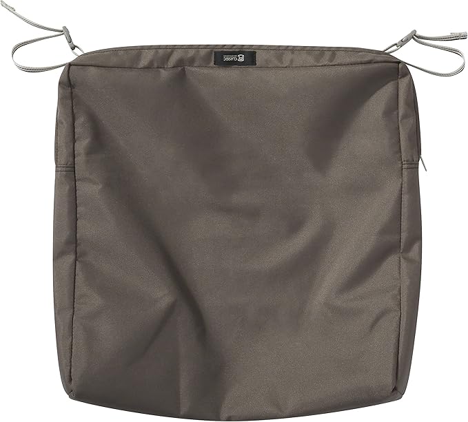 Classic Accessories Ravenna Water-Resistant 19 x 19 x 3 Inch Patio Seat Cushion, Dark Taupe, Chair Seat Cushion