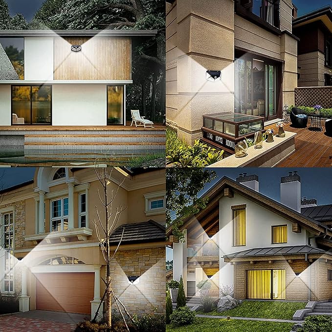 VINHMOR Solar Lights Outdoor 6 Pack, 100LED/3 Modes 270° Lighting Angle Motion Sensor Security Lights, IP65 Waterproof Wall Lights Solar Powered, Bright for Backyard Garden Fence Patio Front Door