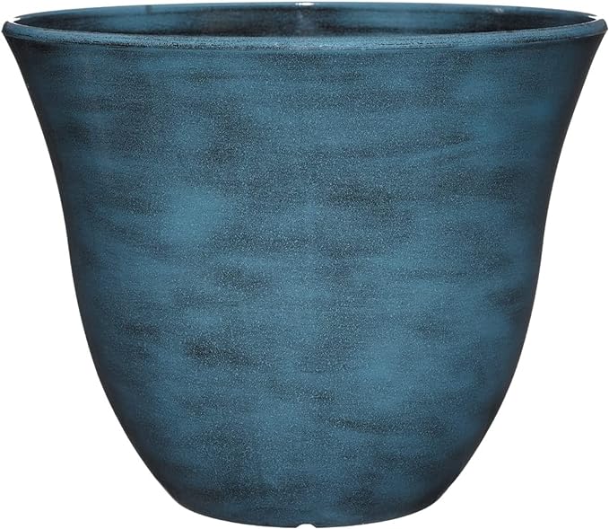 Classic Home and Garden Honeysuckle Resin Flower Pot Planter, Blue Jean, 13"