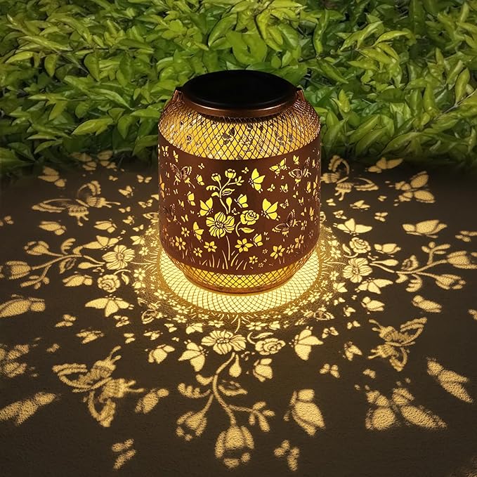 Solar Lanterns Outdoor Waterproof Christmas Birthdays Gifts for Women Mom Grandma Butterfly Garden Decor Metal Hanging Solar LED Lights for Patio(Butterfly Swarm)