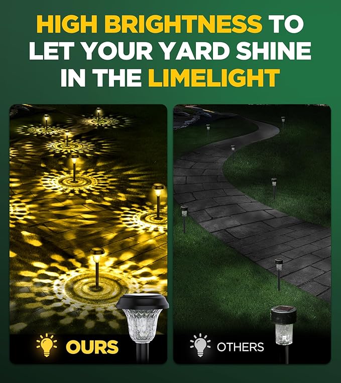 10 Pack Ultra Bright Solar Lights Outdoor Waterproof, from Dusk to Dawn Up to 12H Solar Light for Outside, Auto On/Off Solar Powered Garden Pathway Lights, Landscape Lighting (Warm White)